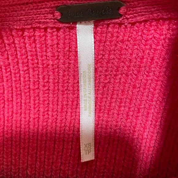 Women Free People Easy Street Tunic Sweater Oversized in Hot Pink Sz Extra Small - Picture 4 of 7